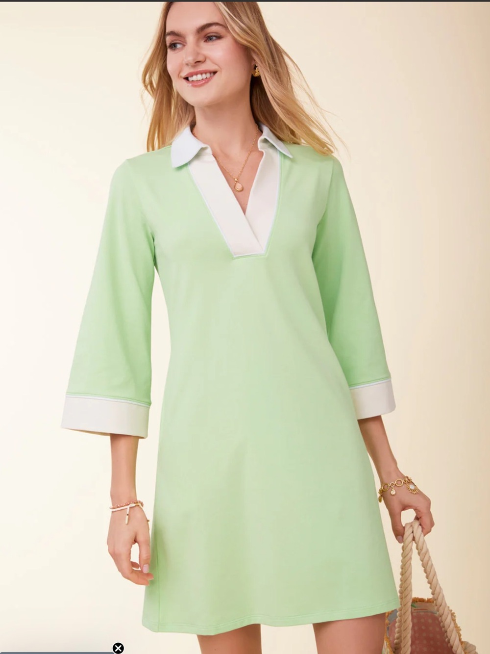 Spartina 449 Mint Green and White Collared Mini Dress